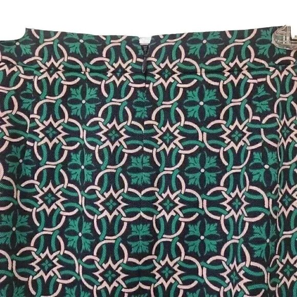 J. Crew Women's Green & Pale Pink Polyester Geometric No 2 Print Pencil Straight - Picture 6 of 10
